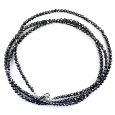Collar de jugador de béisbol unisex con cuentas de diamantes negros certificado de 4 mm, 26 pulgadas Foto 1 de 4