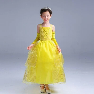 Girl Dress Costume Princess Belle Dress Magic Wand and Gloves size 2-10 years - image 1 of 4