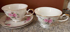 Chinese Rose Decorated Cups & Saucers X 2