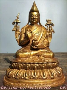 Templo budista tibetano de 9,6" bronce dorado tsongkhapa maestro chamanismo estatua de Buda - Imagen 1 de 9