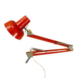 Jolie lampe d'architecte 1970 industriel couleur rouge 