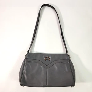 Etienne Aigner Leather Purse Gray Shoulder Bag Vintage 13" W x 8.5" H x 3.5" D - Picture 1 of 14