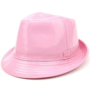Hat trilby Pink LOUDelephant shiny party fedora faux leather one size - Picture 1 of 4
