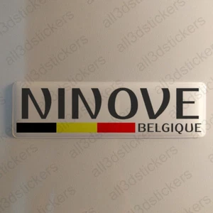 Ninove Belgique Autocollant 120x30mm Drapeau 3D Adhésif Relief Autocollants - Foto 1 di 1