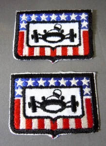 PAIR Stars & Stripes-Formula Racer Vintage Look SewOn Patch 2.6" -Indy-USGP-USAC - Picture 1 of 2
