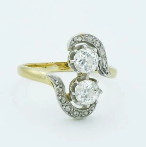 Viktorianischer Toi Et Moi französischer Bypass Diamant Ring in 18 Karat Gold - Bild 1 von 7