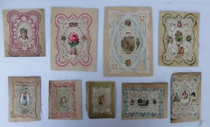 9 ANTIQUE VICTORIAN PAPER LACE GREETING CARD DIECUT EMBOSSED  - Picture 1 of 12