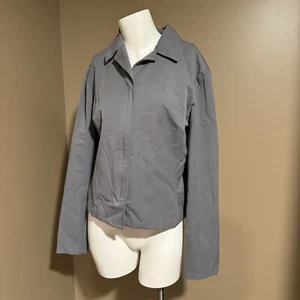 Express World Brand Stretch Gray Zip Elbow Patch Crop Jacket Youth Girls 13/14 - Picture 1 of 9