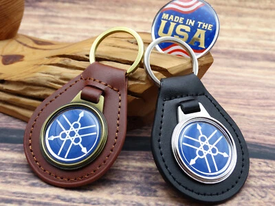 RARE VINTAGE YAMAHA ATV UTV DIRT BIKE GENUINE Leather Key Chain Ring Fob NOS - Image 1 of 4
