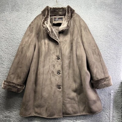 Chaqueta Collection by Gallery Mujer Talla 1X?  Abrigo forrado de piel sintética marrón Foto 1 de 4