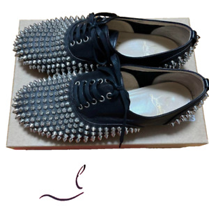 Christian Louboutin Studded Loafer Flat Shoes Leather Good Condition  EU Size 38