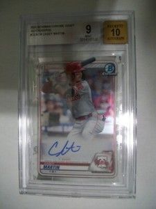 CASEY MARTIN 2020 Bowman Chrome Draft AUTO BGS MINT 9 Phillies 1st Bowman