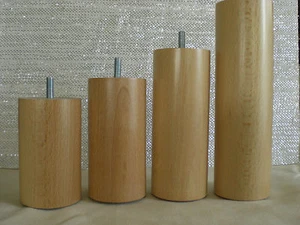 Pies de sofá Pies de muebles Pies de madera HAYA REDONDA LACADA INCOLORA M8 ∅=60mm. H-hasta 75cm. - Imagen 1 de 24