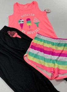 GIRL’S SO 3 PIECE “CHILLIN’ WITH MY BESTIES” 3-PIECE PAJAMA SET PLUS SIZE 5/6 - Picture 1 of 4