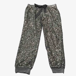 Arden B Pants Sequins Joggers Women Large Silver Rave Disco Party Club Going Out - Picture 1 of 12