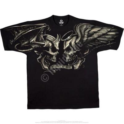 GOOD & EVIL-ANGEL DEVIL SKULLS-T-SHIRT S-M-L-XL-XXL,3X-4X-5X-6X Heaven or Hell - image 1 of 3