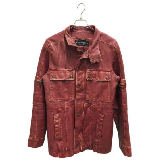 Dolce&Gabbana Leather Outer Shell Red Coats, Jackets & Vests for 