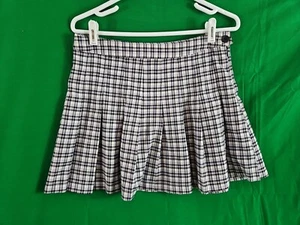 FULL TILT Pleated Mini Skirt Size Large Teen Skater Schoolgirl Plaid Purple/Blk - Picture 1 of 7