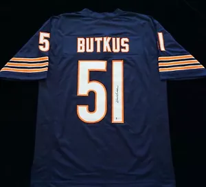 Dick Butkus Autographed Blue Football Jersey Beckett COA - Chicago Bears Great - Picture 1 of 3