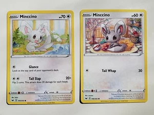 Minccino 145/202 & 146/202 LP - Sword Shield Base Pokemon Card sowsow Seiko Art - Picture 1 of 2