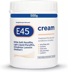 E45 Cream 500 g Tub – Moisturiser for Dry Skin and Sensitive Skin Perfume-Free - Picture 1 of 5