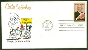 "CARTER G. WOODSON FDC PADRE DE LA HISTORIA NEGRA ""DIBUJOS ANIMADOS"" - Imagen 1 de 1