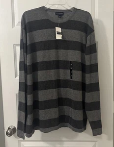 Banana Republic grau gestreifter Herrenpullover mit Rundhalsausschnitt 100 % Baumwolle Größe XXL Freizeit neu mit Etikett - Bild 1 von 14