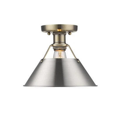 Golden Lighting 3306-FM AB-PW Orwell montagem embutida, transição, latão envelhecido com... - Imagem 1 de 4