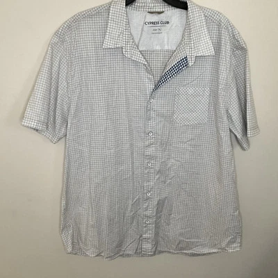 Cypress Club Shirt Men's Size XL Tan White Checked Short Sleeves Cotton VGUC  - Image 1 of 4