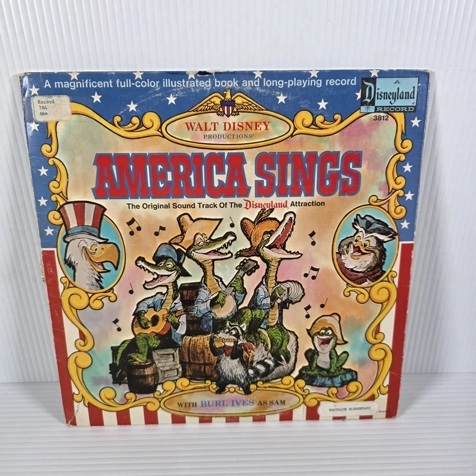 Disneyland America Sings 1974 LP By Burl Ives W/Book Walt Disney - Tested - Image 1 of 4