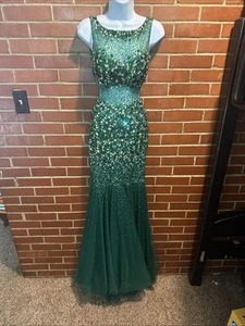 Jovani Beaded/sequined Green Mermaid Formal Dress Size 2 Gorgeous - Picture 1 of 16