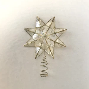 Capiz Muschel Stern Weihnachtsbaum Topper Gold Wirbel Borte 8 x 8" Urlaub - Bild 1 von 16