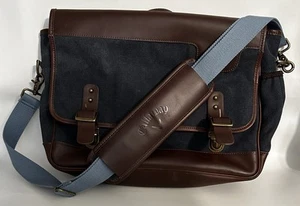 Callaway Golf Tour Authentic Laptop /Messenger Bag, Leather & Cotton Denim EUC - Picture 1 of 20