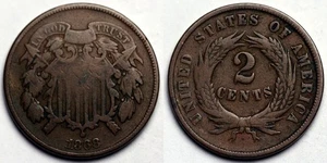 1868 Two Cent Piece - Picture 1 of 1