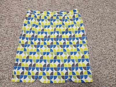W By Worth New York Designer Skirt Lime White Geometric Size 8 Side Zip 30x20 - Image 1 of 4
