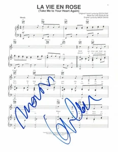 MARION COTILLARD SIGNED AUTOGRAPH "LA VIE EN ROSE" SHEET MUSIC - VERY RARE! - Picture 1 of 2