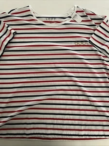 Ann Taylor LOFT T-Shirt rot/weiß/blau Sterne/gestreift, Kurzarm XL NEU mit Etikett - Bild 1 von 6
