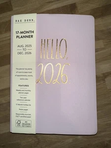 Rae Dunn ❤️2025-2026 Planer "2026". Schleife (Gold/Rosa) Neu - Bild 1 von 5
