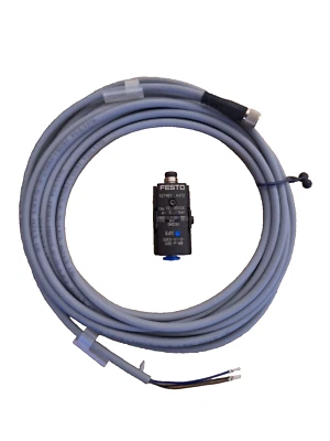 Festo 527461 Pressure Sensor SDE5-V1-0-Q6E-P-M8 & Cable 541334 - Image 1 of 4