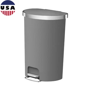 14.5 Gallon Plastic Kitchen Step Trash Can Soft Close Lid Stainless Steel Pedal - Picture 1 of 12