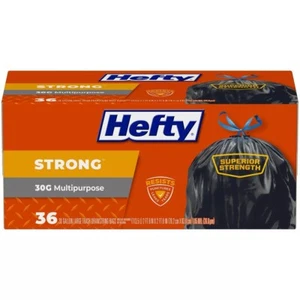 Hefty Strong Multipurpose Large Drawstring Trash Bags - 30gal/36ct - Picture 1 of 5