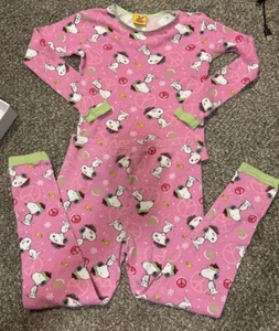 Peanuts Snoopy Pink Peace Pajama Girls Size 10 - Picture 1 of 3