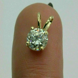 2,0 KT RUNDER GESCHNITTEN LABOR ERSTELLT MOISSANIT ANHÄNGER IN 14K GELBGOLD ÜBER KEINE KETTE - Bild 1 von 5