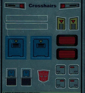 TRANSFORMERS GENERATION 1, G1 AUTOBOT CROSSHAIRS REPRO LABELS / STICKERS - Picture 1 of 1