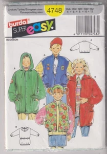 4748 BURDA - SWEATSHIRTS - UNISEX Kids Sz 4/6/8/10/12 - Picture 1 of 1