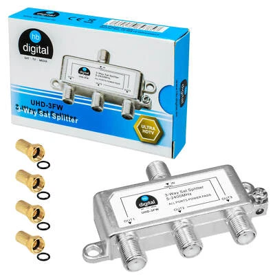 3-fach SAT Verteiler Splitter 5-2400MHz DVB-T tauglich Rückkanal Erdungsklemme - Bild 1 von 4