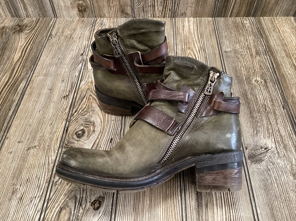 A.S. 98 AirStep Tacones Botas Zapatos Cuero Cremallera Hebilla Mujer Talla EU 37 US 7 Foto 1 de 4