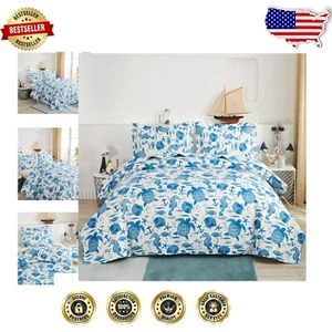 Mediterranean Style King Size Bedding Set - Quilt and 2 Shams for All Seasons - Picture 1 of 8