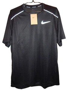 Nike Dri-Fit Miler Men's Running Shirt Size L AJ7565-010 Black - Picture 1 of 4