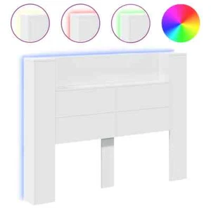 LED Lights Bed Headboard Wooden Frame Head Board Bedhead White Double Size 140cm - Picture 1 of 11